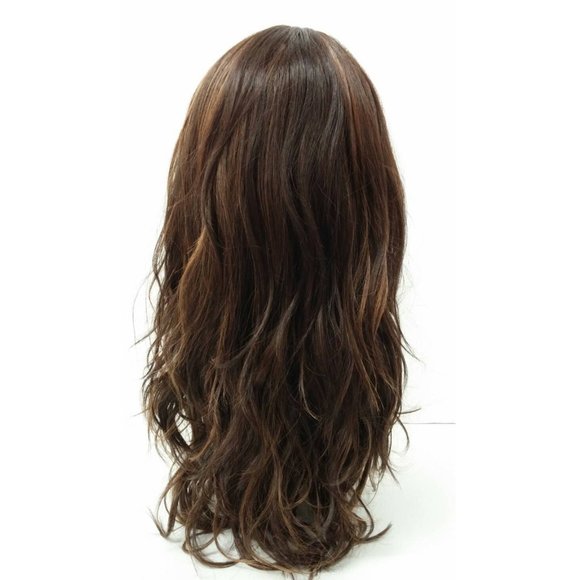 Brown with highlights wavy heat resistant wig